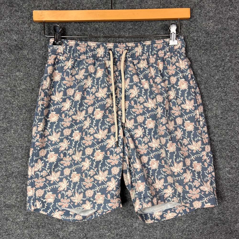 Faherty Brand Men's Floral Print Swim Trunks Size S Elastic‎ Waist Drawstring